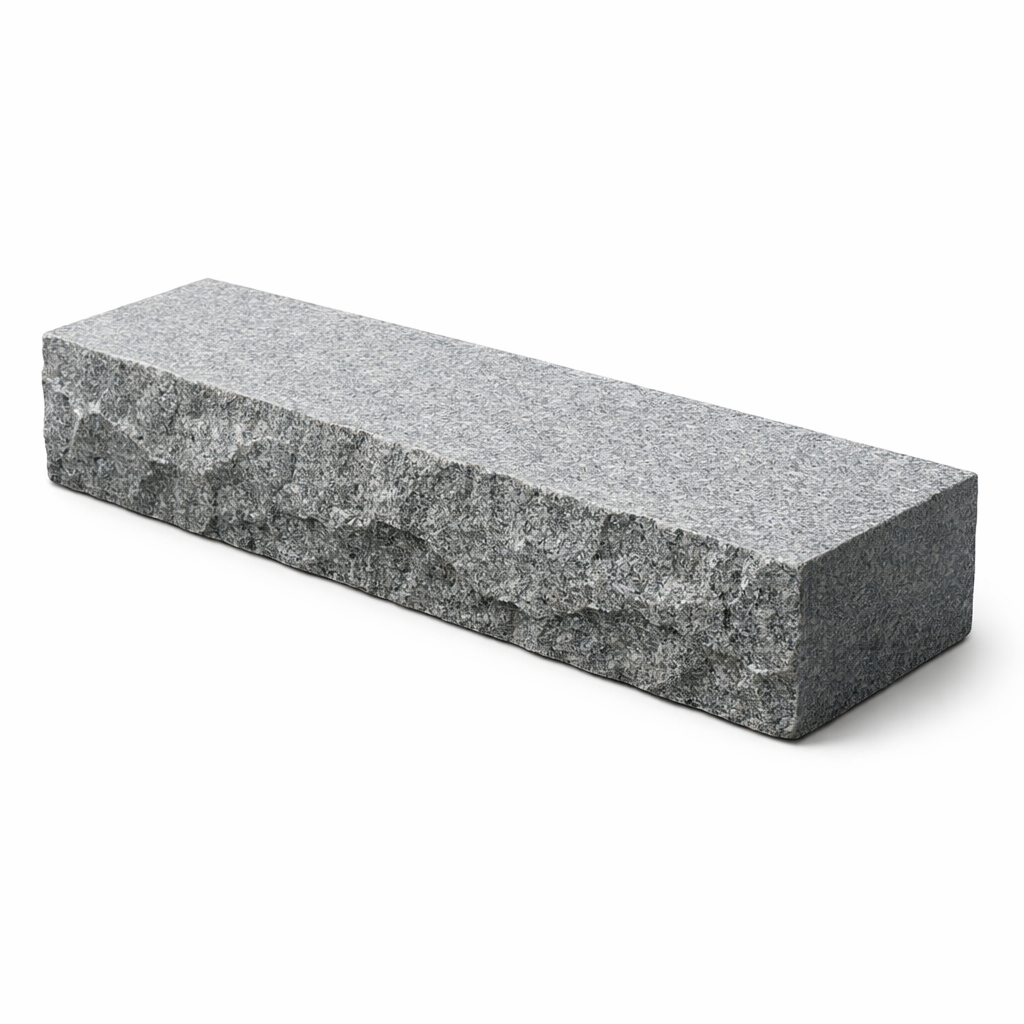 Blocksteg - 2000x350x170mm - Grå granit - Flammad topp & Råkilad front