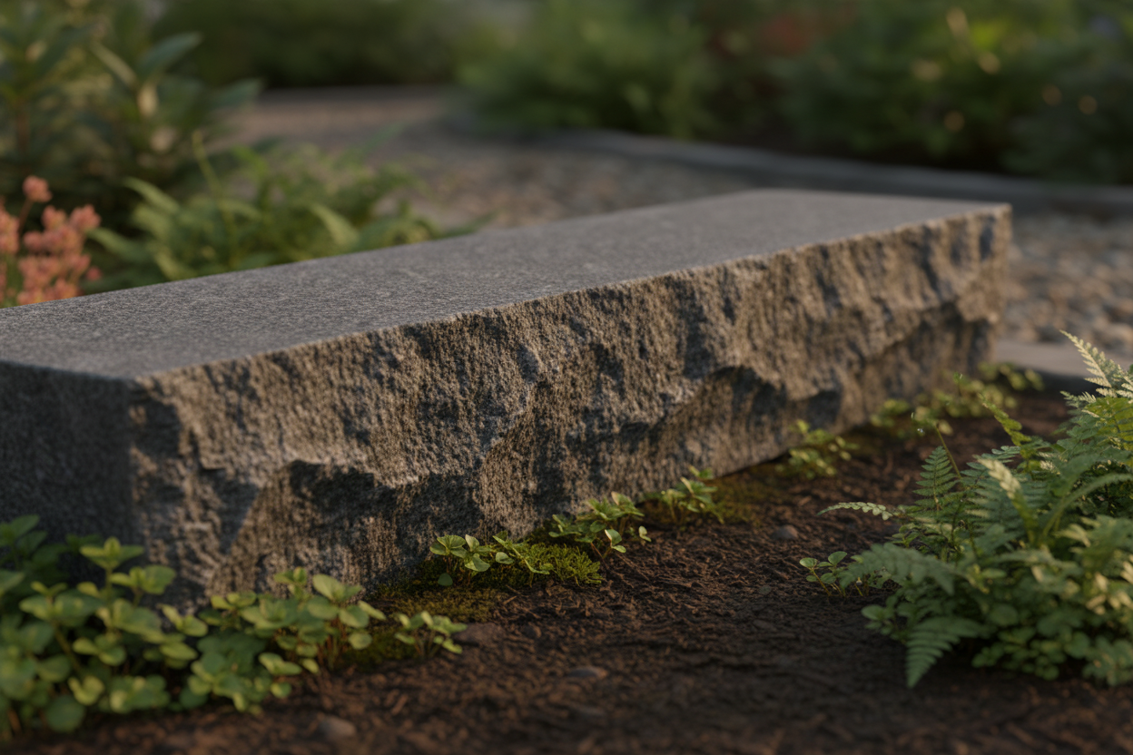 Blocksteg (3st) - 1200x350x150 - Antracite granit - Flammad & Råkilad front