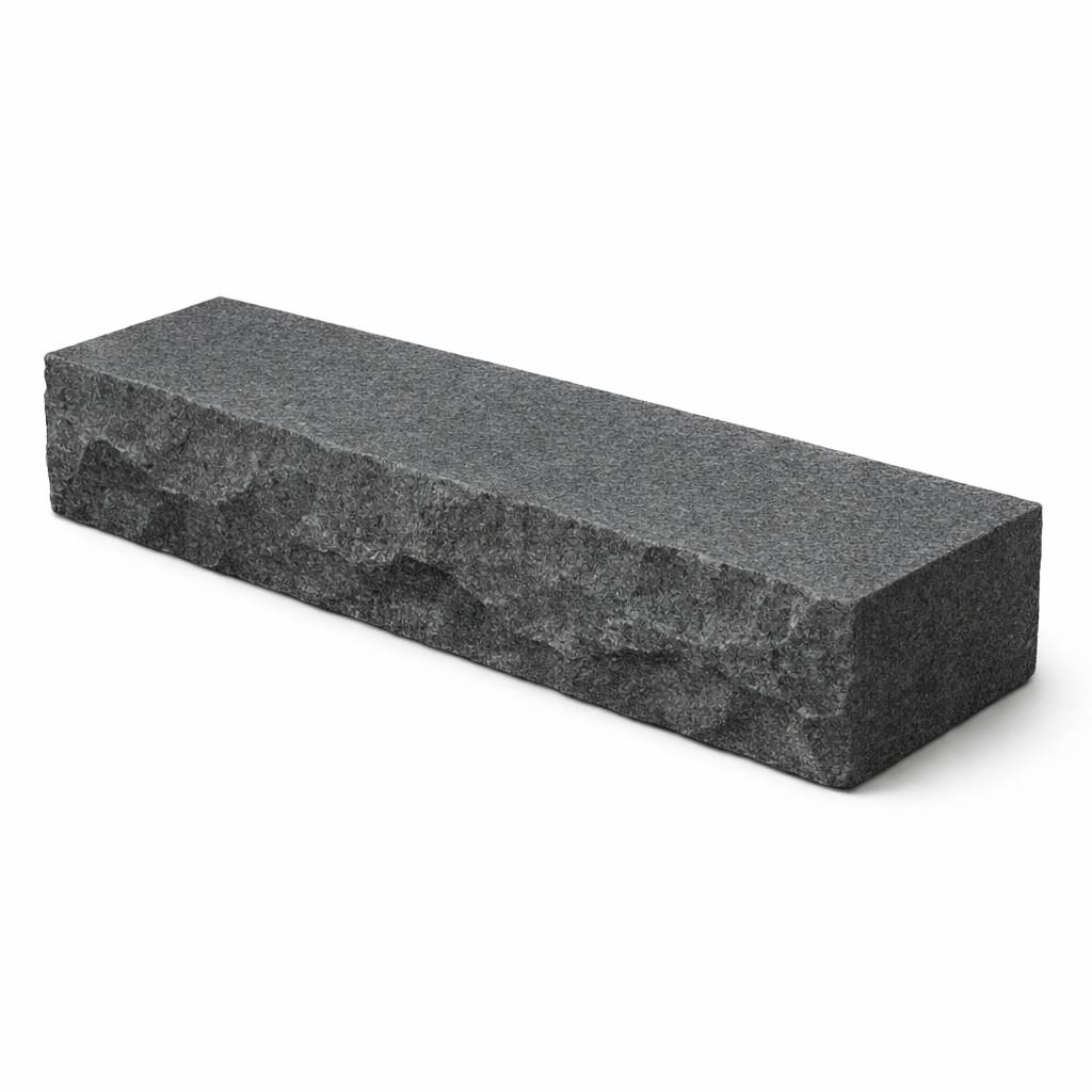 Blocksteg (3st) - 1200x350x150 - Antracite granit - Flammad & Råkilad front