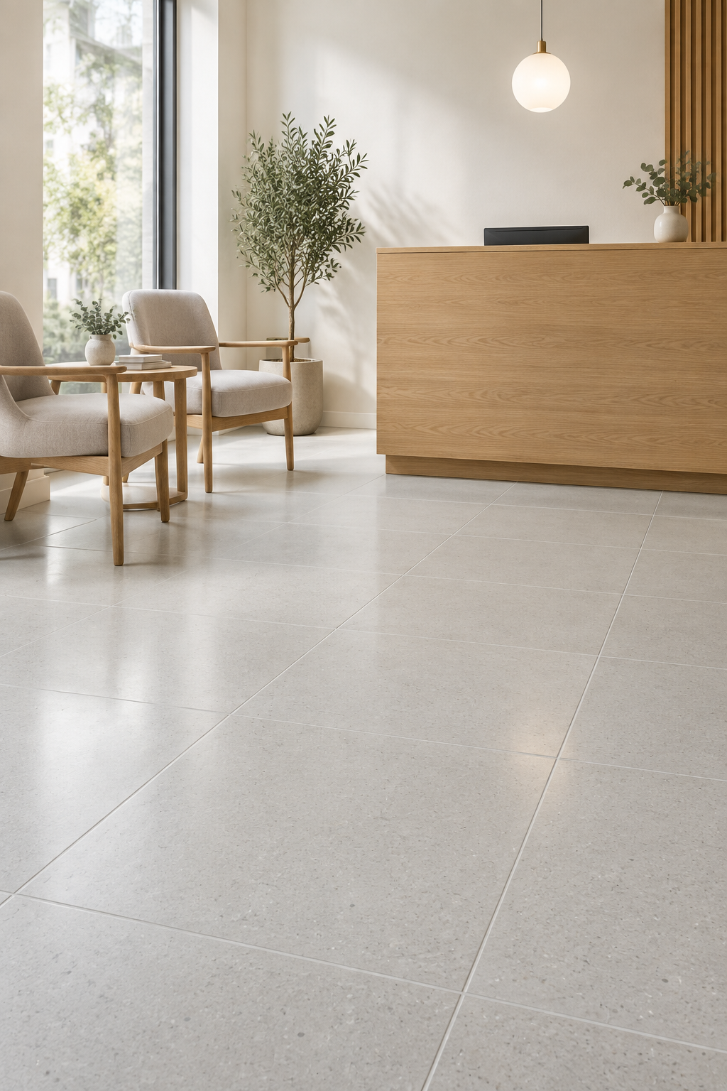 Äkta Italiensk Terrazzo – 300x300x16 - 13m2 - Ljusgrå mjuk ton