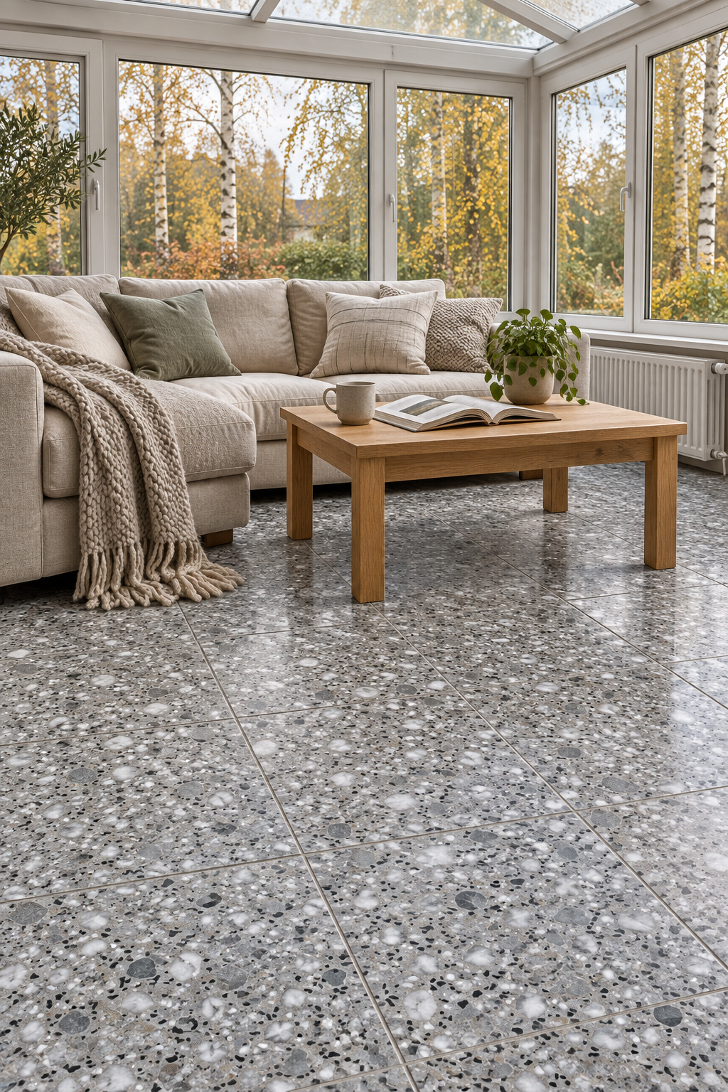Äkta Italiensk Terrazzo – 300x300x20 - Marmor med inslag av granit - Restparti om 12,46m2