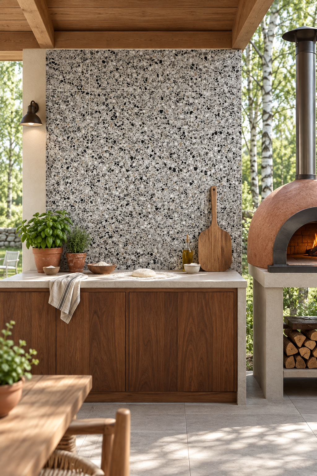 Äkta Italiensk Terrazzo – Marmor – Restparti om 6,12m2 - 300x300x16 - Veneziano - Ljusgrå med inslag av svart och beige