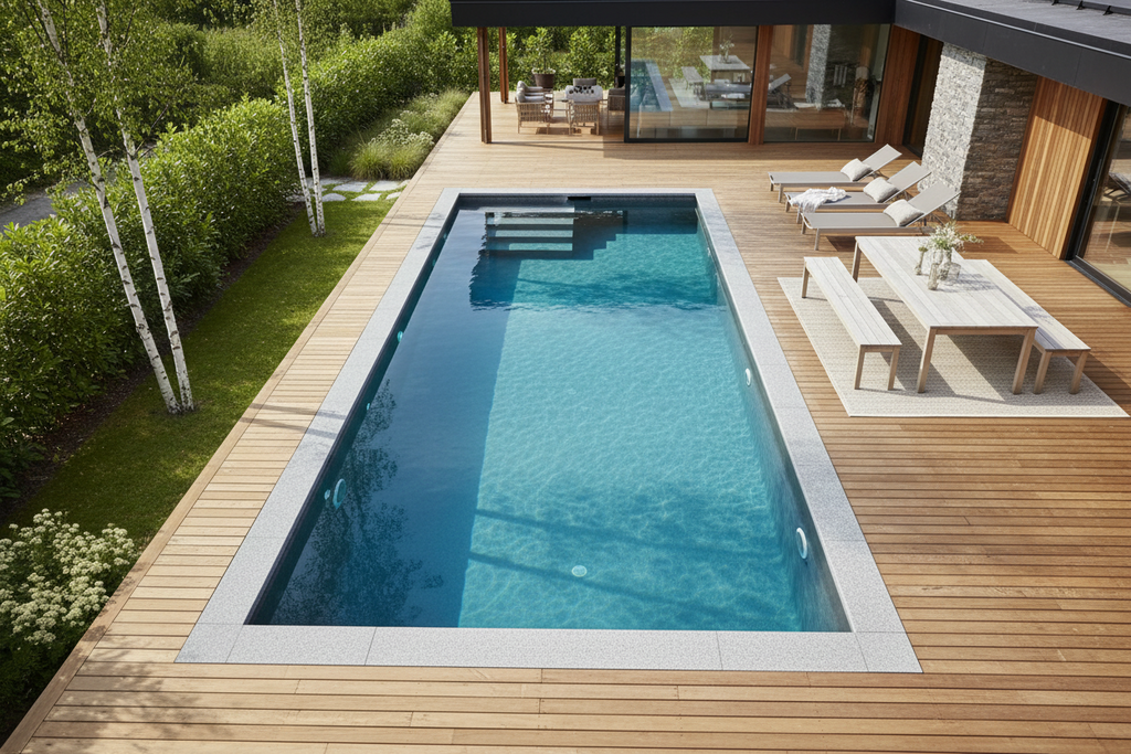 Poolkantsten - Säljes i komplett paket för 3x6 meters pool - 500x250x50 - Padang dark granit